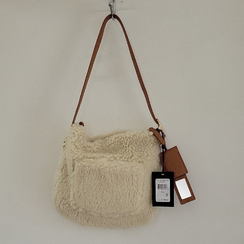 DKNY Cream Shearling Shoulder Bag NWT